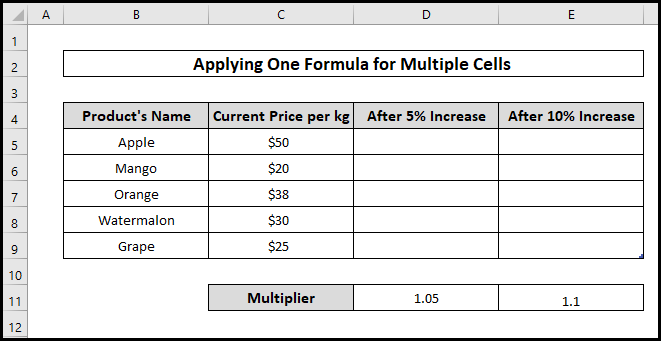  copy a formula in excel with changing cell reference using multiplier