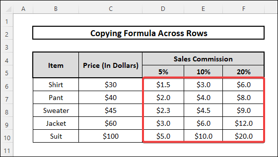 Copy Formula Across Rows in Excel and change one cell reference
