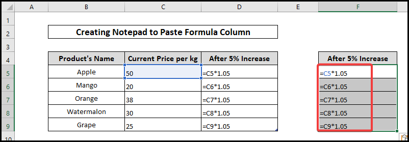 Creating Notepad to Paste Formula Columns for Later Use