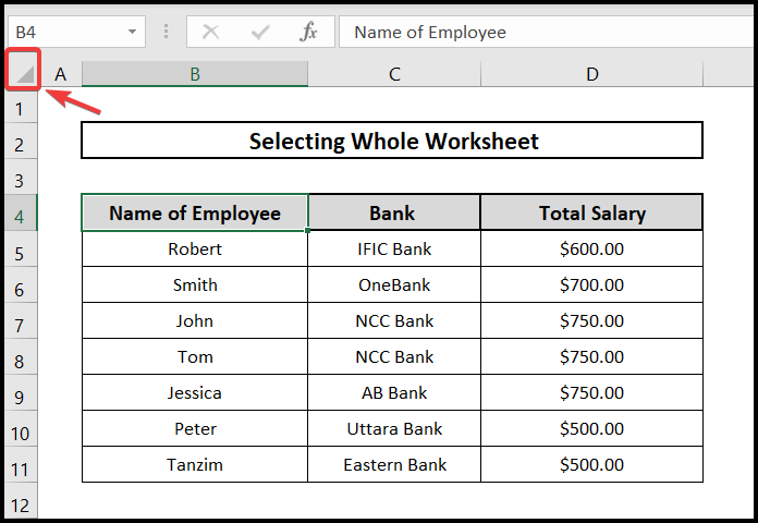 Select Multiple cells in Excel of whole worksheet 