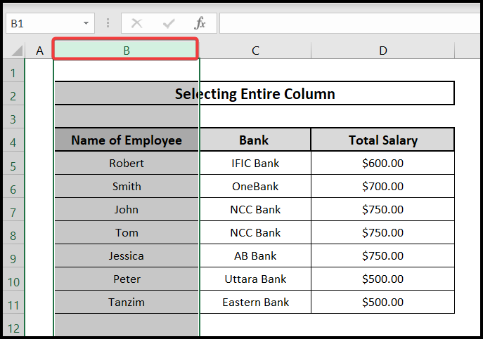 Select Multiple cells in Excel from entire column