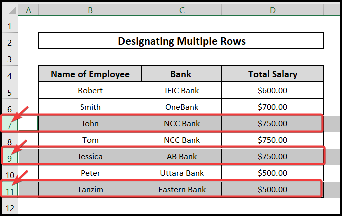 Selecting Multiple Cells from Multiple Rows 