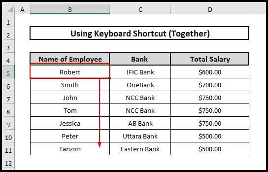 Select Multiple cells in Excel Using KB Shortcut