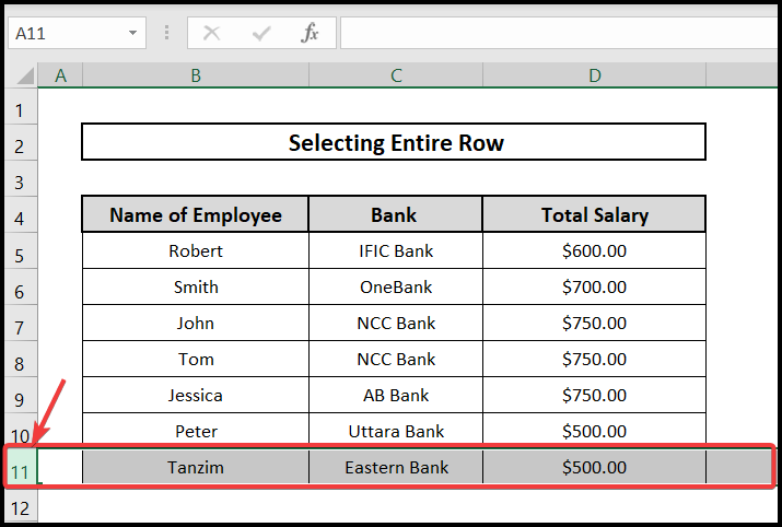 Select Multiple cells in Excel from Entire Row