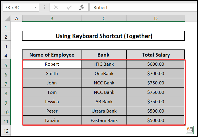 Selecting Multiple Cells Using KB shortcut