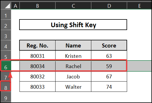 Using shift key - move rows without replacing