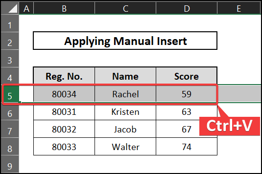 Applying insert - move rows without replacing