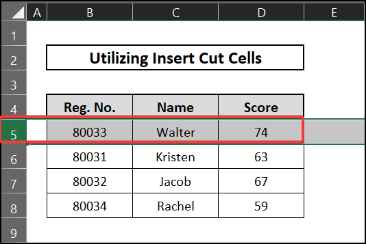 Utilizing insert cut cells - move rows without replacing