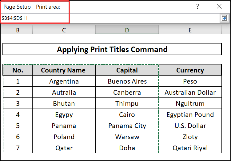 Print area-to print selected cells in excel