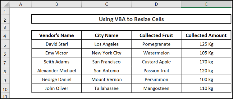 vba final make cells same size excel